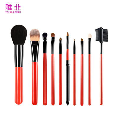 kopen 131A017210 Sleek Rood Houten Handvat 10pcs Make-up Brush Set Privé Logo online vervaardiging