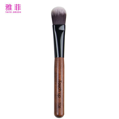 kopen T08 Synthetisch veganistisch materiaal Multifunctioneel enkel fundering make-up borstel Koperbuis Houten handvat online vervaardiging