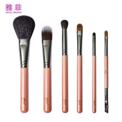 062830 Stylish Copper Ferrule 6PCS Small Make-up Brush Set met opslagkas