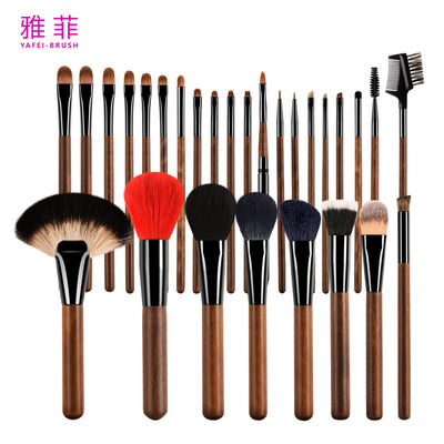 189A0428 Vervaardiger 28pcs Dierhaar Koperbuis Houten handgreep Custom Logo Professionele make-up borstel set