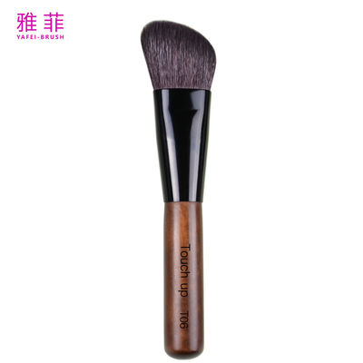 T06 Custom Logo Angled Contour Make-up Borstel Natuurlijk Gaot Haar Koperbuis Houten handvat Handgemaakt