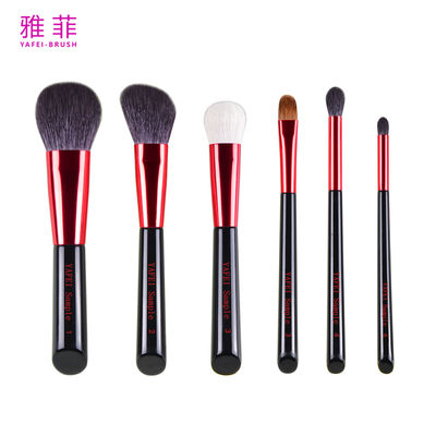 291A00706 Warme producten 6 stuks Houten handvat make-up borstel set Aanvaard OEM ODM Professionele private label borstel set